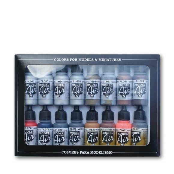 Vallejo: Basic Colors - Acrylic 16 Airbrush Paint Set for Model and Hobby