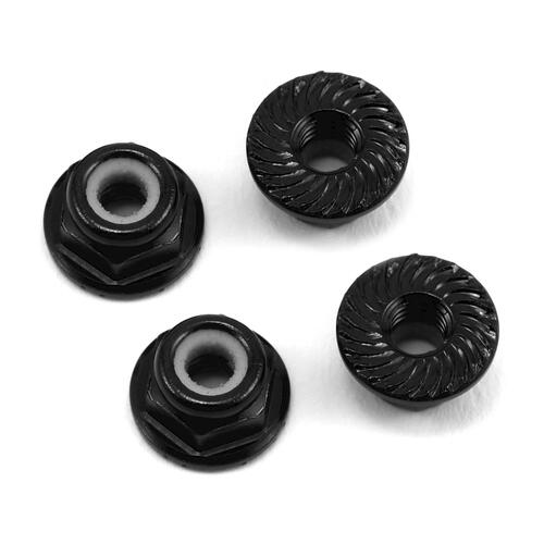 175RC Aluminum 4mm Serrated Locknuts (Black)