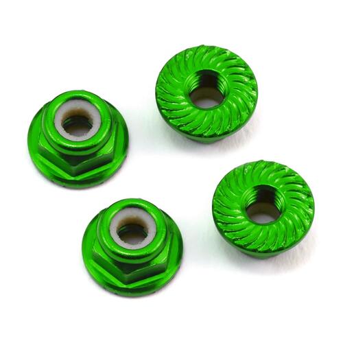 175RC Aluminum 4mm Serrated Locknuts (Green)