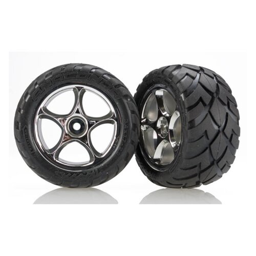 Traxxas 2.2" Bandit Rear Anaconda Tyres on Chrome Tracer Rims - Glued Wheels 2Pcs 2478R