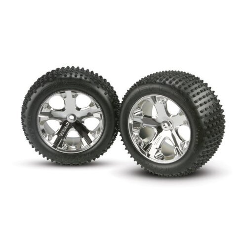 Traxxas 2.8" Alias Tyres on Chrome All-Star Rims - Glued Wheels 2Pcs 3770