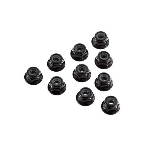 Axial Serrated Nylon Lock Nut, 4mm, Black, 10 Pieces, AX31250