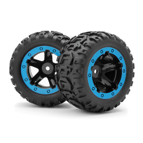 Blackzon Slyder MT Wheels/Tyres Assembled Black/Blue - BZ540108