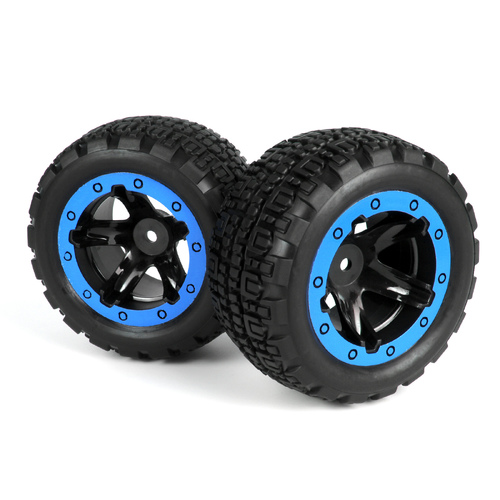 Blackzon Slyder MT Wheels/Tyres Assembled Black/Blue - BZ540109