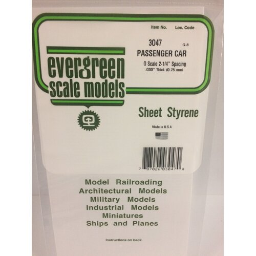 Evergreen 3047 .5Mm Thick 15 X 30Cm O-Scale Passenger Car Siding (Each