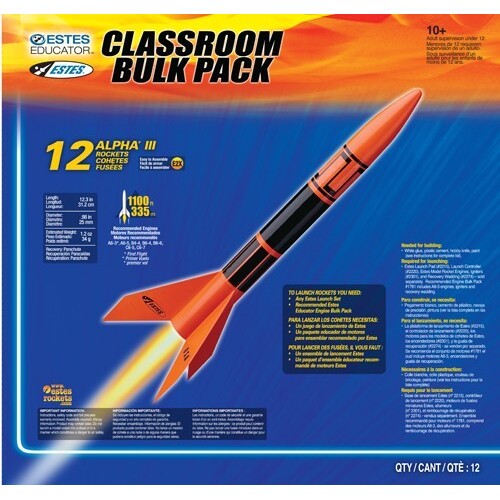 Estes 1751 Alpha III Beginner Model Rocket (12pk) Bulk Pack