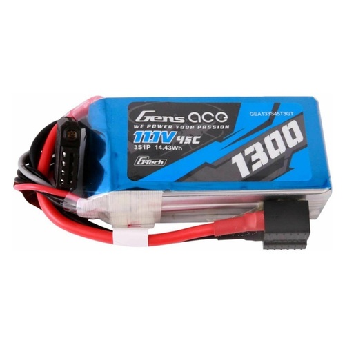 Gens Ace G-Tech 3S 1300mAh 45C 11.1V Soft Pack Lipo Battery (1TO3)