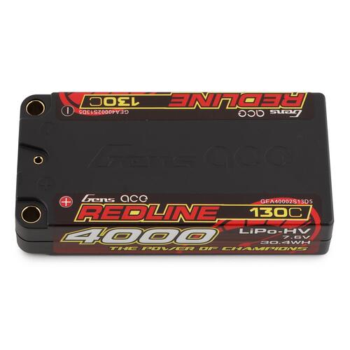 Gens Ace 2S 4000mAh 130C 7.6V Hardcase Lipo Battery (5.0mm Bullet) - GEA40002S13D5