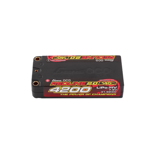 Gens Ace Redline 2.0 7.6V 4200mAh 140C HV Short Hard Case LiPo Battery