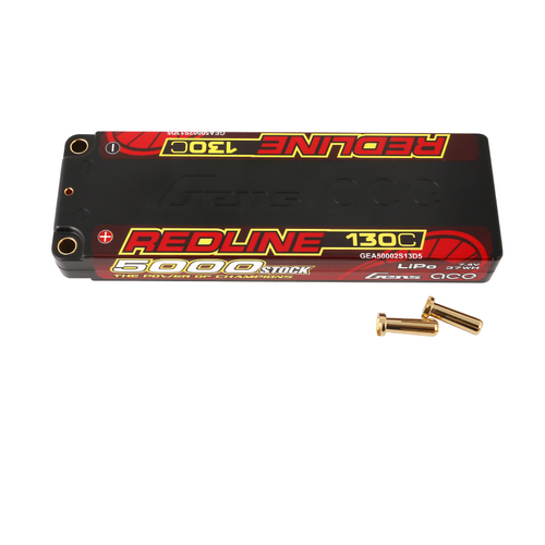 Gens Ace 2S Redline 5000mAh 130C 7.4V Hardcase Lipo Battery (5.0mm Bullet) - GEA50002S13D5