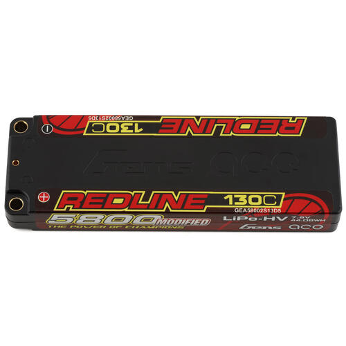 Gens Ace 2S Redline 5800mAh 130C 7.6V Hardcase Lipo Battery (5.0mm Bullet) - GEA58002S13D5