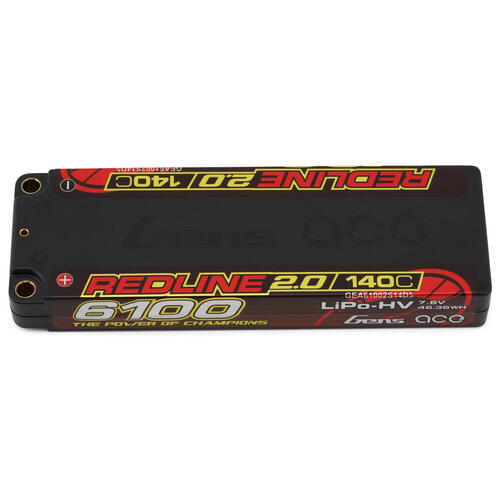 Gens Ace 2S Redline 2.0 6100mAh 140C 7.6V Hardcase Lipo Battery (5.0mm Bullet) - GEA61002S14D5