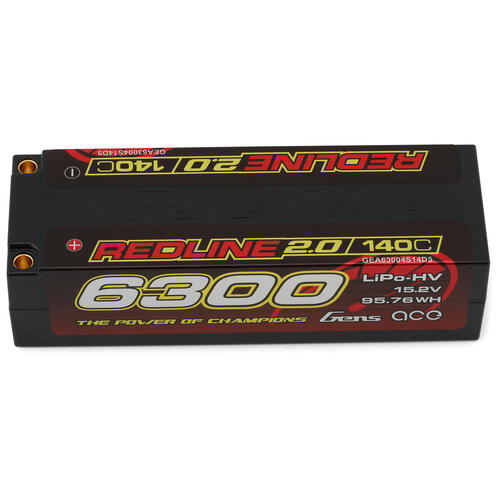 Gens Ace 4S Redline 2.0 6300mAh 140C 15.2V Hardcase Lipo Battery (5.0mm Bullet) - GEA63004S14D5