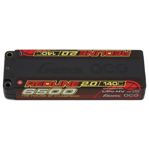 Gens Ace 2S Redline 2.0 6500mAh 140C 7.6V Hardcase Lipo Battery (5.0mm Bullet) - GEA65002S14D5