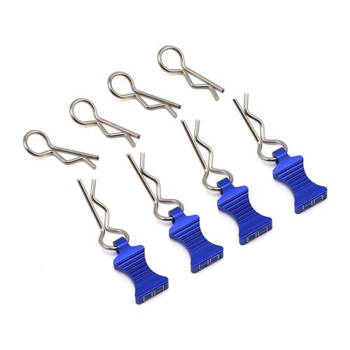 Hot Racing 1/10 Aluminum EZ Pulls w/Body Clips (Blue) (4)