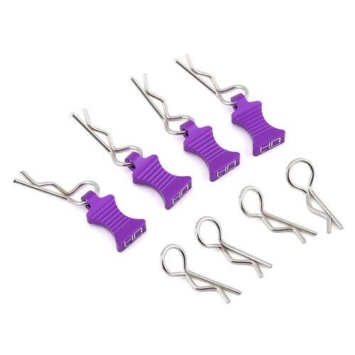 Hot Racing 1/10 Aluminum EZ Pulls w/Body Clips (Purple) (4)