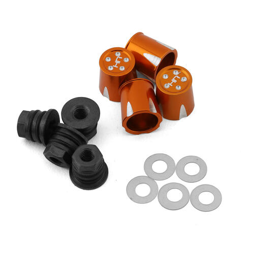 Hot Racing 4mm Aluminum Wheel Nut Caps (Orange) (4)