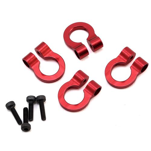 Hot Racing 1/10 Aluminum Tow Shackle D-Rings (4) (Red)