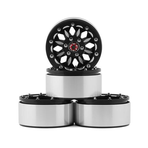 Hot Racing 1.9" Aluminum Beadlock Wheels (Black) (4) (B-Style)