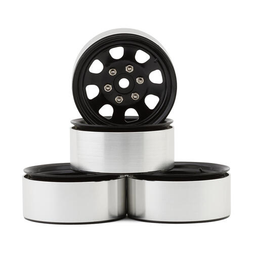 Hot Racing 1.9" Steel Beadlock 6-Lug Wagon Wheels (Black) (4)