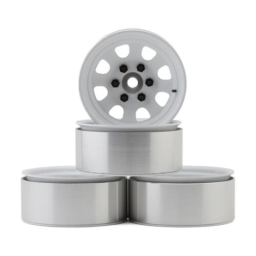 Hot Racing 1.9" Steel Beadlock 6-Lug Wagon Wheels (White) (4)