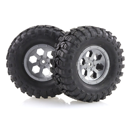 HSP 1.9" RC4 Soft Off Road Tyres on Grey Rims - Wheels 2Pcs