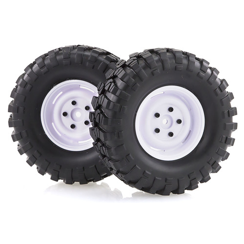 HSP 1.9" RC4 Soft Off Road Tyres on White Rims - Wheels 2Pcs