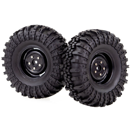 HSP 1.9" RC4 Soft Off Road Tyres on Black Rims - Wheels 2Pcs