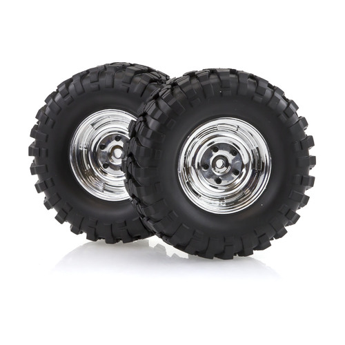 HSP 1.9" RC4 Soft Off Road Tyres on Chrome Rims - Wheels 2Pcs