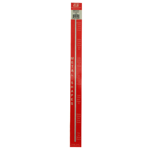 K&S 83043 SOLID ALUMINUM ROD (12IN LENGTHS) 1/8IN  (1 ROD PER CARD)