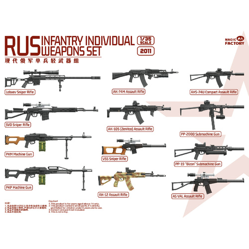 Magic Factory 1/35 RUS Infantry Individual Weapons Set Plastic Model Kit