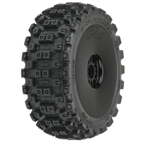 Proline Badlands MX M2 1/8 Buggy Tyres Mounted on Black Wheels, F/R, PR9067-41