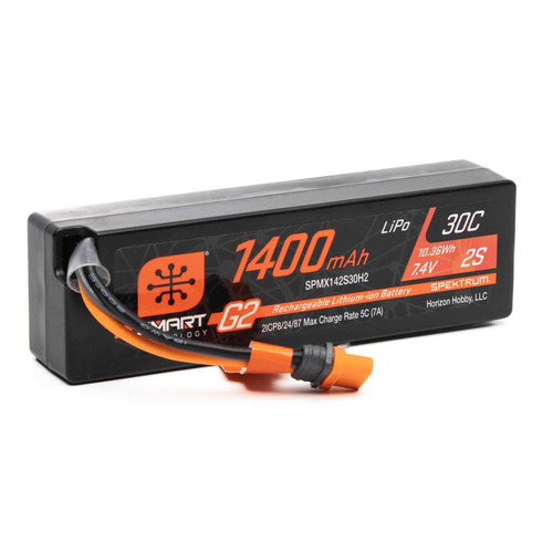 Spektrum 1400mah 2S 7.4v Smart G2 30C LiPo Battery with IC2 Connector - SPMX142S30H2