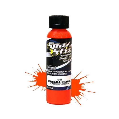 SPAZSTIX FIREBALL ORANGE FLUORESCENT AIRBRUSH PAINT 2OZ - SZX02100