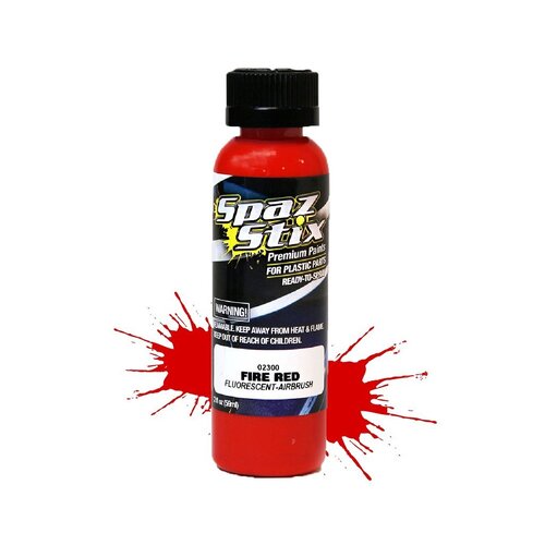 SPAZSTIX FIRE RED FLUORESCENT AIRBRUSH PAINT 2OZ - SZX02300