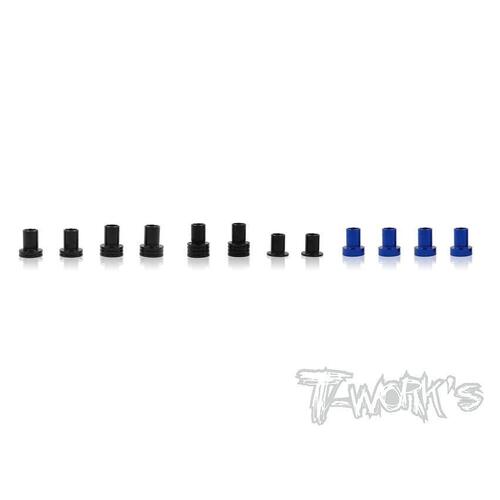 TWORKS 7075-T6 Alum. Caster Hat Bushings Set ( For AE RC10 B6/B6D ) 2 each of 0deg,1deg,2deg,3deg.& 1.5deg 4pcs - TE-146