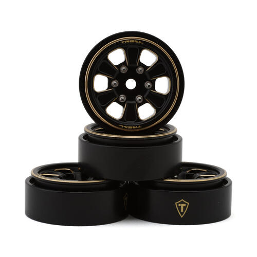 Treal Hobby Type B 1.0" 6-Spoke Brass Beadlock Wheels (Black) (4) (38.7g)