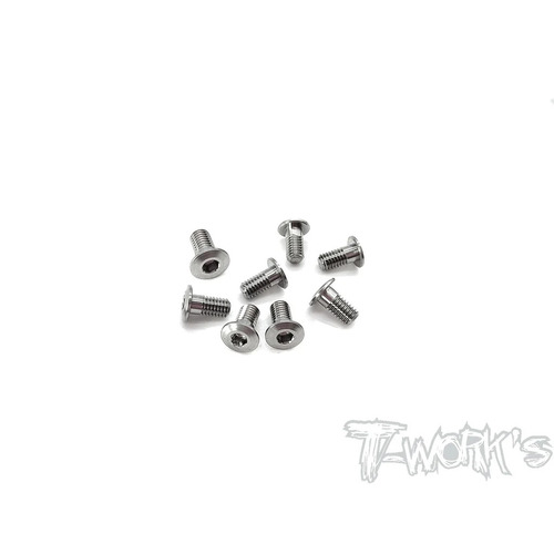 TWORKS 3mm x 6mm 64 Titanium Hex. Socket Head Low Profile Half Thread Screws (8pcs.）- TSS-306LP