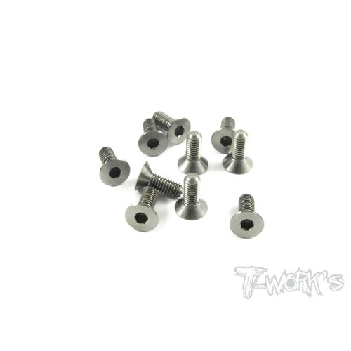 TWORKS 3mm x 8mm 64 Titanium Hex. Countersunk Screws (10pcs.）- TSS-308C