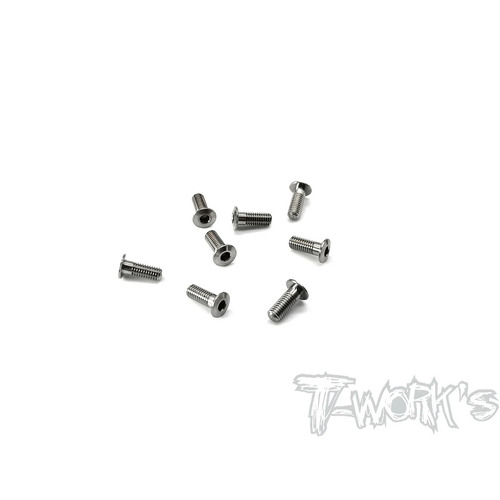 TWORKS 3mm x 8mm 64 Titanium Hex. Socket Head Low Profile Half Thread Screws (8pcs.）- TSS-308LP