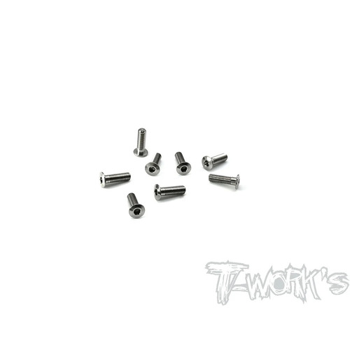 TWORKS 3mm x 10mm 64 Titanium Hex. Socket Head Low Profile Half Thread Screws (8pcs.）- TSS-310LP