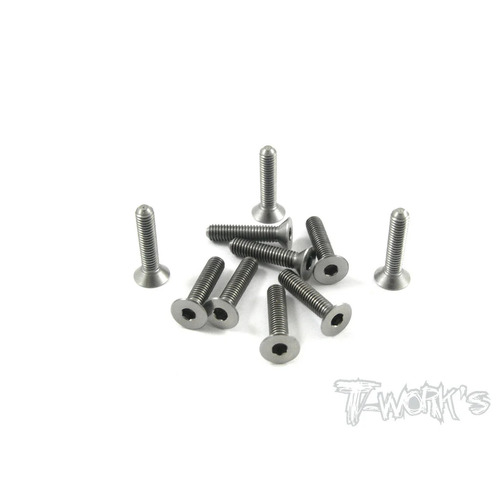 TWORKS 3mm x 14mm 64 Titanium Hex. Countersunk Screws (10pcs.）- TSS-314C