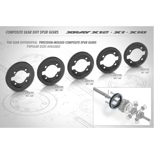 XRAY COMPOSITE GEAR DIFF SPUR GEAR - 80T / 64P - XY375780